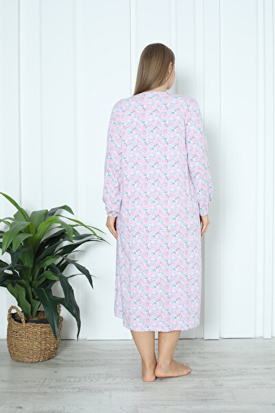 Nicoletta Tunica de marime mare din bumbac cu maneca lunga - ROZ