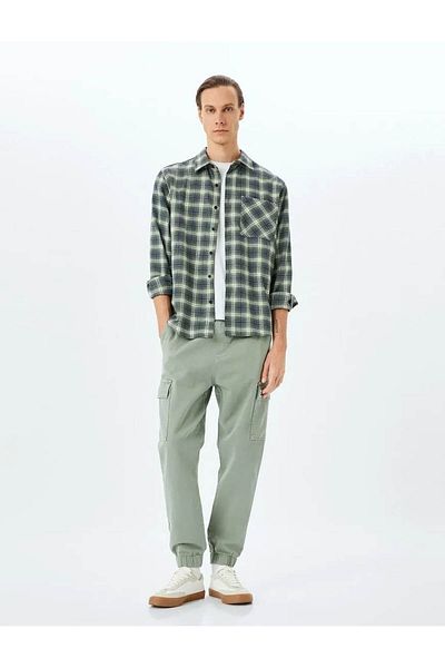 Koton Cotton Gabardine Cargo Pocket Detailed Jogger Pants with Lace-Up Waist