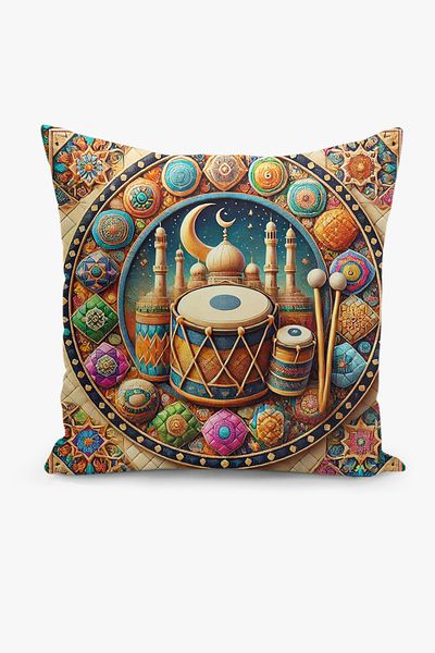 Filamente Ramadan Patterned Double Sided Digital Printed Throw Pillow Cover - Ramadan