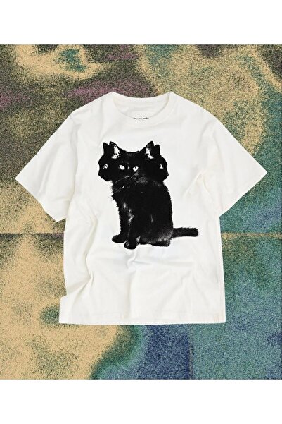 TIMESWASTINGIRL Y2k Унисекс тениска с голям котешки готик