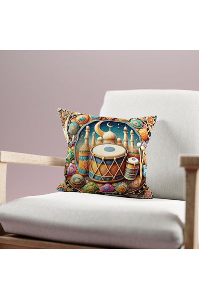 Filamente Ramadan Patterned Double Sided Digital Printed Throw Pillow Cover - Ramadan