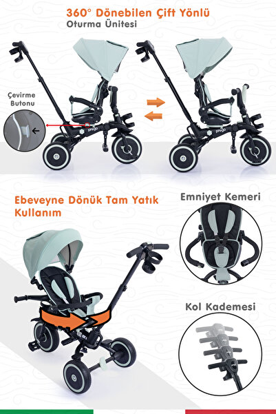 Prego Happy Dino Plus 360° Dönebilen Koltuklu Tamamen Katlanabilir Çocuk Bisikleti