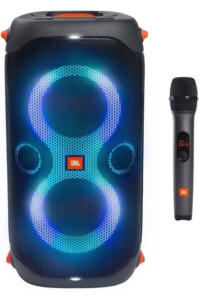 JBL Party Box 110 and Wireless Microphone Bundle Speaker and Microphone with LED Light Effect, 160W