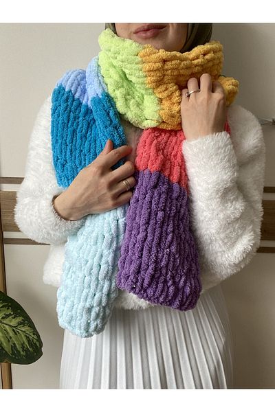 SMYY Colorful Puffy Plush Scarf