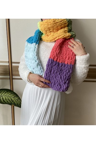 SMYY Colorful Puffy Plush Scarf