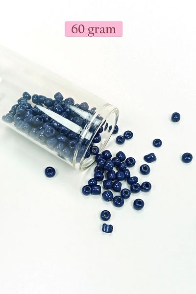 Royaleks Cast Glass Sand Beads Large Size (6/0) 4 mm - 60 Grams - Navy Blue - Bnc134