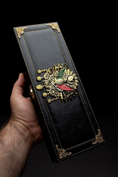 OTTOTESBİH Osmanlı Devlet Armalı Siyah Hediye Kutusu Isimli Kutu Tespih Kutusu