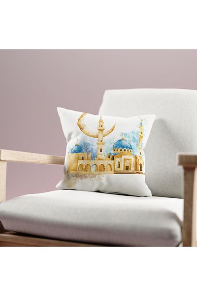 Filamente Ramadan Patterned Double Sided Digital Printed Throw Pillow Cover - Ramadan