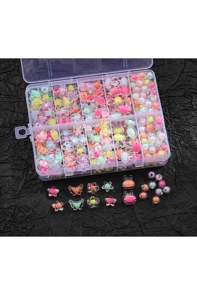 yiğit aksesuar Colorful Transparent Beads Figures Jewelry Making Supplies Kit