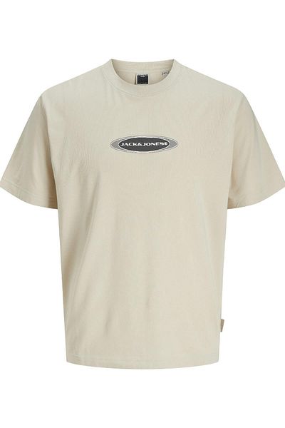 Jack & Jones Чоловіча футболка з принтом бежевого кольору 12273880