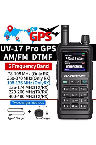 BAOFENG Uv17 pro gps li 17h  baofeng 6 band - renkler vardır. Üstün performans type c şarj