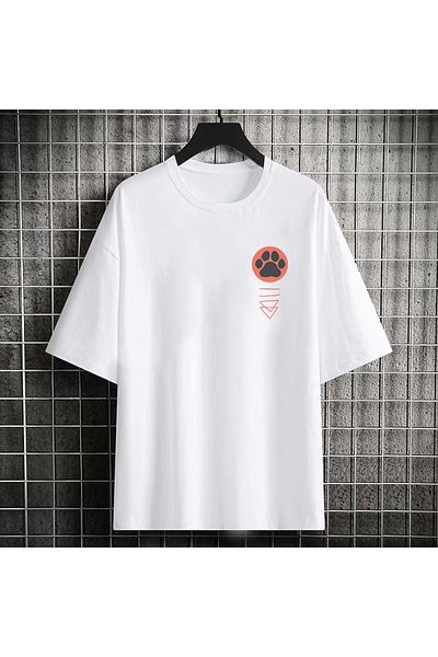 Relax family xf Ανδρικό μπλουζάκι Oversize πολύχρωμο Samurai Cat με στάμπα