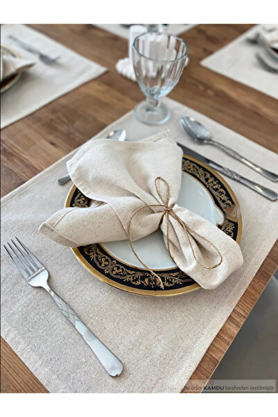 Chicvente 4 قطع 30 × 30 سم منديل أمريكي بتصميم أنيق، منديل عرض من القطن والكت...