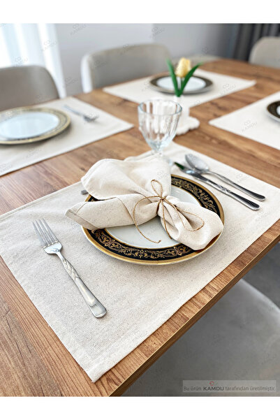 Chicvente 8 Pieces 35X50Cm Stylish Design American Plates, 100% Linen Cotton ...