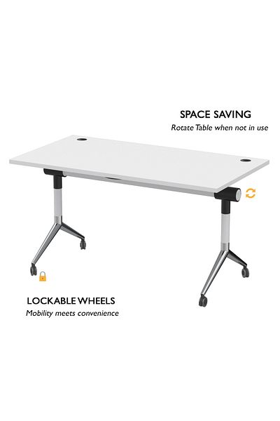 Mahmayi ZF-08A Multipurpose Foldable Training/Computer Table, Adjustable Standing Desk-White (white)