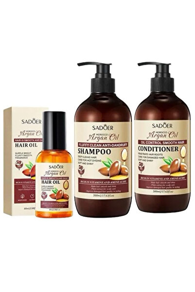 SADOER Argan Hair Care Set (Shampoo 500ml+Conditioner 500ml+Serum80m)