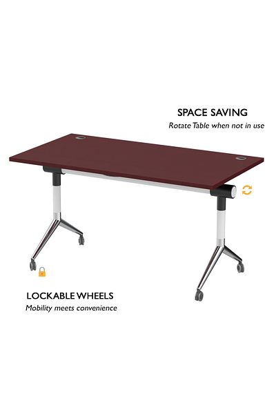 Mahmayi ZF-08A Multipurpose Foldable Training/Computer Table, Adjustable Standing Desk-White (Apple cherry)