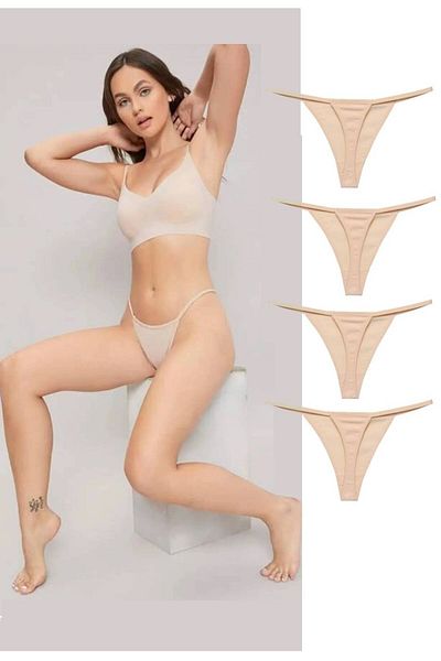GECKO COLLECTION Gecko Rope Elastic Women's String Thong 4 Pieces