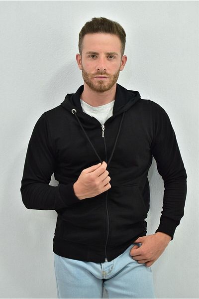 ZIDAN Men's Zippered Hoodie with Kangaroo Pocket – Made in Turkey