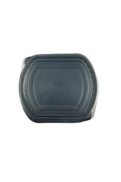 Home Black Square Plastic Lid Microwave Container 500 Pieces (Food, Salad, Dumplings, Pasta)