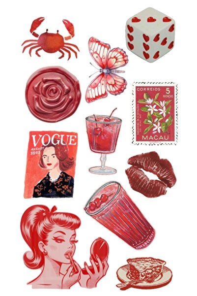 Sticksy Red Retro Vintage Retro Laptop Tablet Telefon Ajanda Bullet Journal  ...