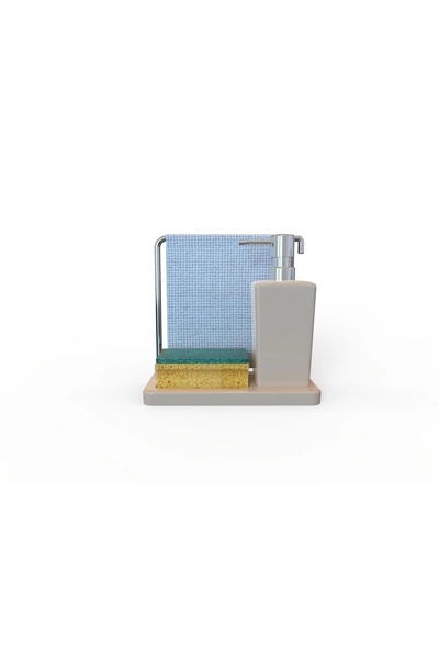 Prima Nova Luna Paslanmaz Aluminyum Bez Askılı Mutfak Sıvı Sabunluk Bej