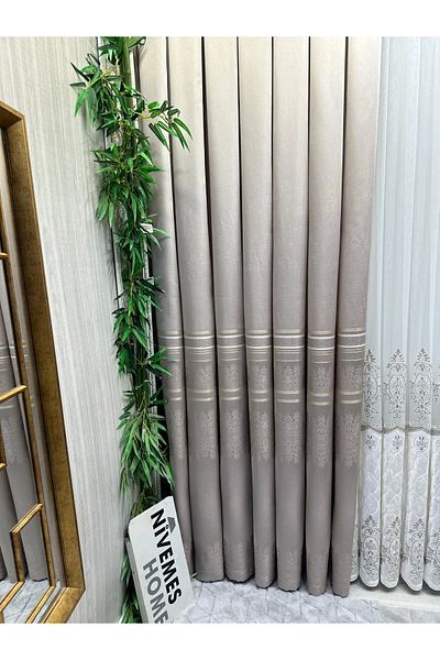 NİVEMESHOME Nivemeshome ft 632255   V-5228 Antakya Mink 1/3 Close Pleated Background Curtain Apm