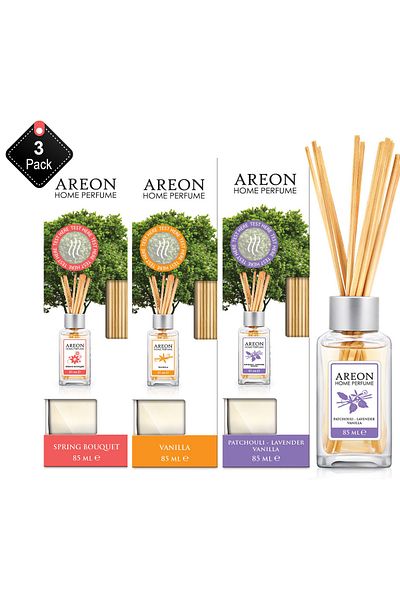 Areon Pack of 3 Areon  Home Perfumes 85 ml  Collection (Vanilla - PLV - Spring )