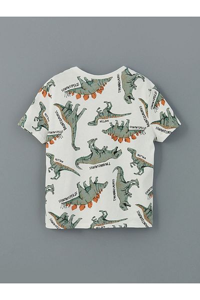 LC Waikiki Crew Neck Dinosaur Printed Boys' T-Shirt