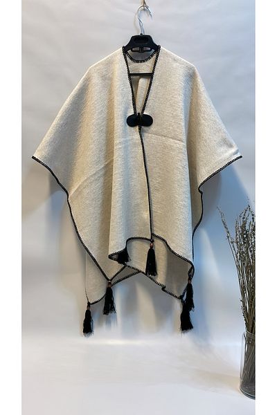 Onur Winter Knitwear Poncho - Solid Color, Edge Stripe, Fashion Trending Product - Store
