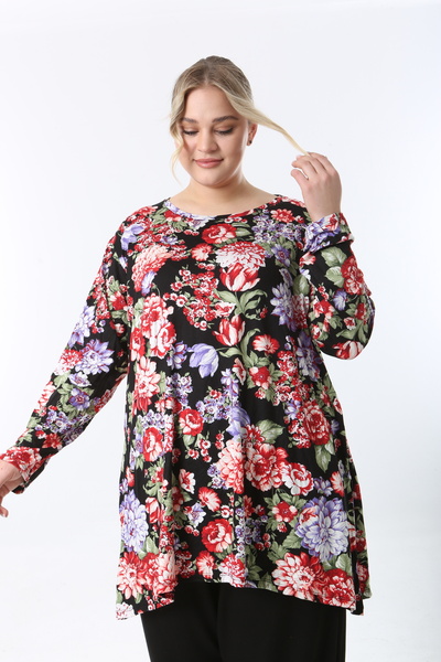 XL Modam Women's Digital Looked Long Sleeve Large Size Tunic