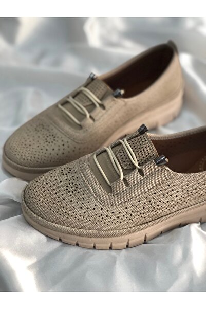 Hg Ayakkabı Enkela Beige 2.5 cm Orthopedic Sole Mom Shoes