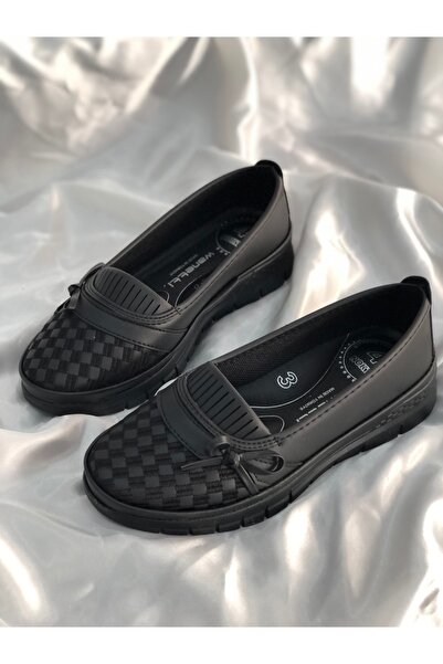 Hg Ayakkabı Suela Black 3 cm Orthopedic Sole Mother's Shoes with Bow