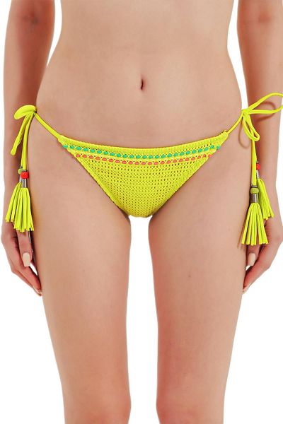 ZEKİ Green Bikini Bottom with Clever Glass Bead Detail