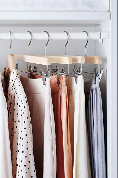 Binbirreyon Wooden Clip Clothes Skirt Pants Hanger 36cm De054