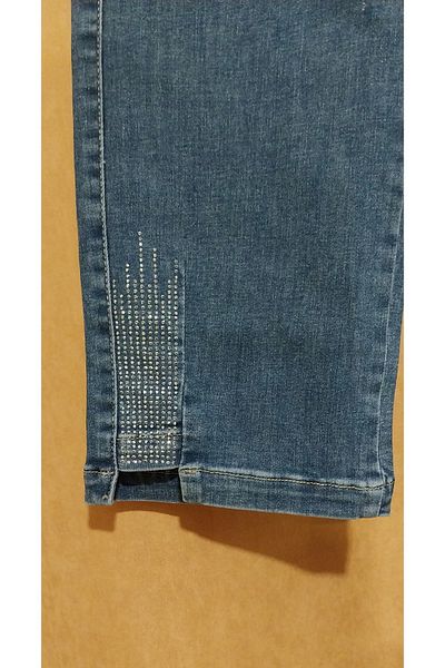 Double.Tt Women's Waist with Elastic Legs Stone Detail Ankle-Length Full Licra Casual Jeans Pants