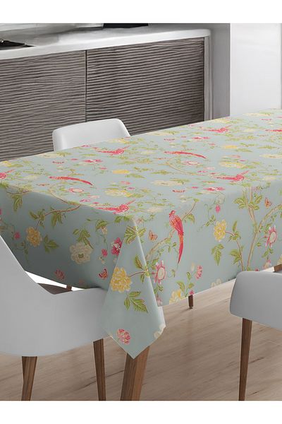 Viadela Bird Flower Patterned Tablecloth Suitable for Daily Use