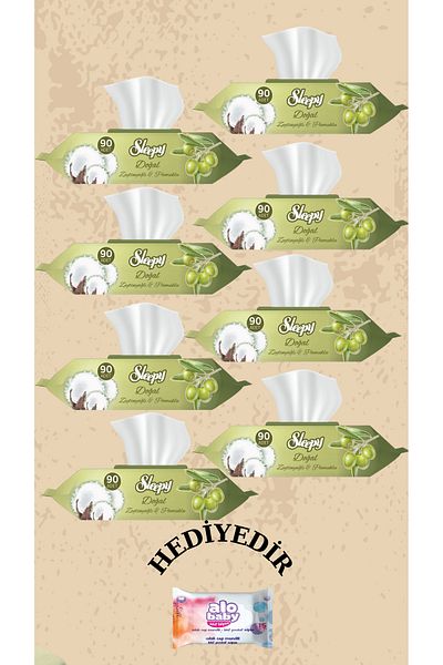 Sleepy Sensitive Olive Oil Wet Towels 8 Pack of 90