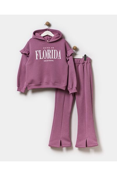 Minipodyum Комплект анцуг с качулка с принт Florida