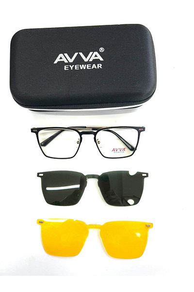 Avva 8202 C56 Polarized & Antifar Clip-On Men's Sunglasses
