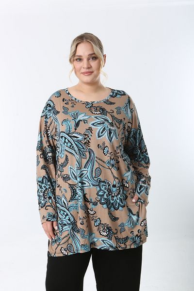 XL Modam Women's Digital Looked Long Sleeve Large Size Tunic