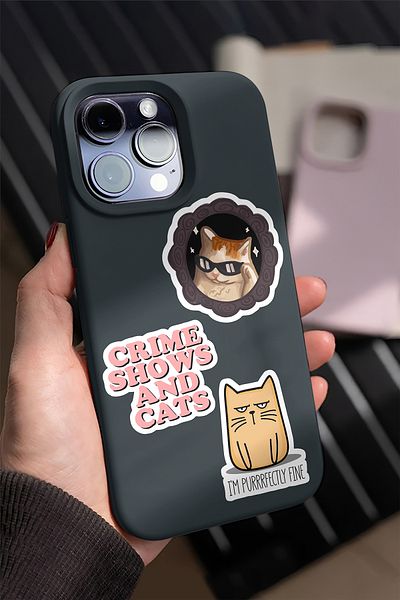 AR Sticker مجموعة ملصقات للكمبيوتر المحمول والكمبيوتر اللوحي تحت عنوان القطط مكونة من 7 قطع