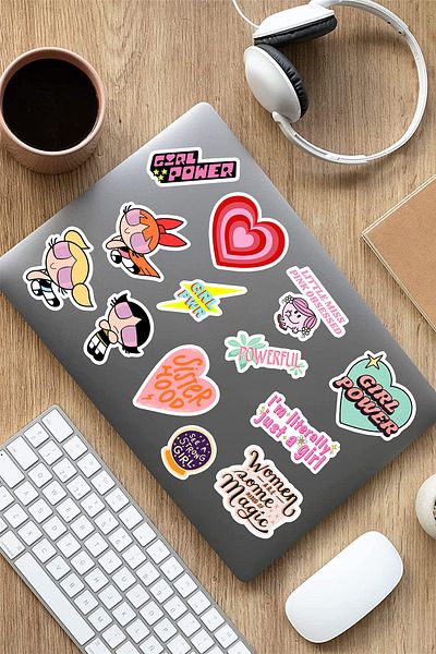 AR Sticker Set de autocolante colorate pentru laptop, notebook, tabletă, tematică Girl Power - 4