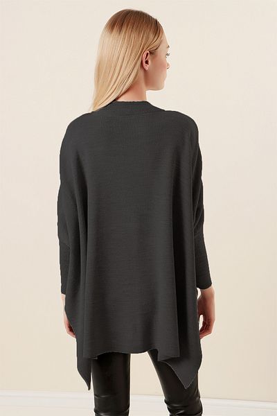 Bigdart 15783 Poncho-Pullover mit Schlitz – Anthrazit