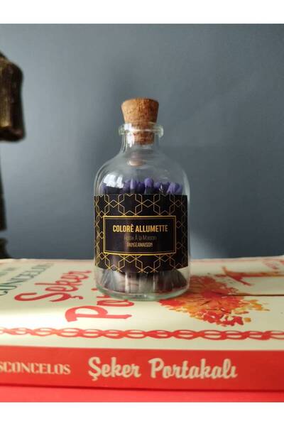 Vagonik Dekoratif Şık Sarı Çizgili Kibrit Şişesi