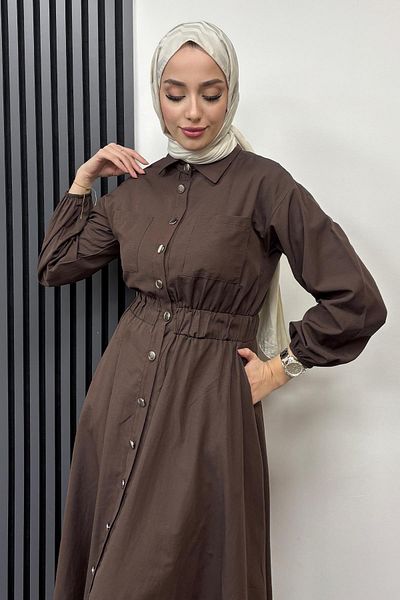 Tesettür Diyarı Γυναικείο μεταλλικό φόρεμα Rapalin Hijab με κουμπιά