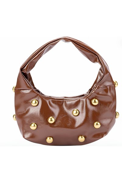 Daj Company Women's Iconic Metal Staple Embroidered Draped Hand and Shoulder Bag