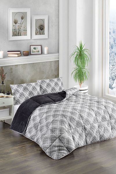 HOMENUP Wellsoft Single Duvet Set Patterned 155X215 Black