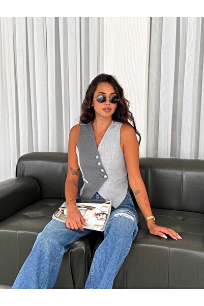 ZF BUTİK Dámská vesta asymetrického střihu