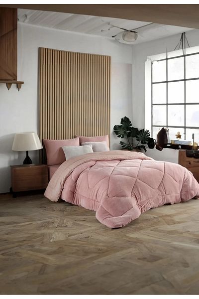 HOMENUP Wellsoft King Size Quilt Double Sided 215X235 Pink